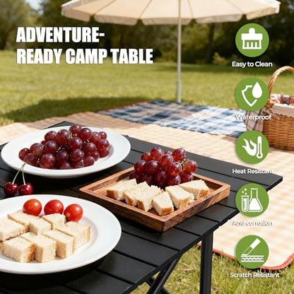 Camping Table Portable, Folding Roll-Up Picnic Table with Carry Bag & Detachable Storage Pockets, Lightweight Outdoor Table for Camping, Beach, Backyard, Party, BBQ, Patio - size: Camping Table