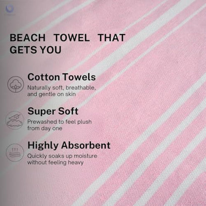 Cotton Turkish Beach Towel with Towels Oversized 36"x72" Pool Absorbent Extra Large Quick Dry Sand Travel Towel (Peony Plush, 4 Pack) - color: Peony Plush, size: 4 Pack