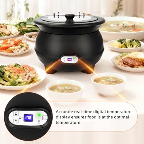 YUANHAO 8 Qt Digital Soup Kettle Warmer, Stainless Steel Insert | Adjustable Temp Buffet Server for Restaurant, Catering & Party