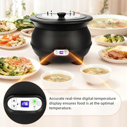 YUANHAO 8 Qt Digital Soup Kettle Warmer, Stainless Steel Insert | Adjustable Temp Buffet Server for Restaurant, Catering & Party