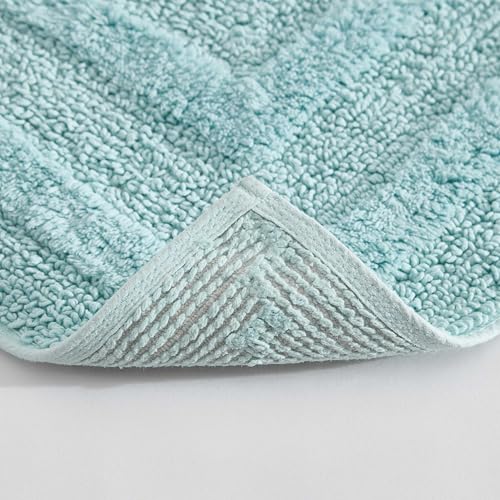 Eddie Bauer - Bathroom Rug, 100% Soft Plush Tufted Cotton Bath Rug, Highly Absorbent, Quick-Dry, and Skid-Resistant Backing (Logan Turquoise, 24" x 40") - color: Turquoise, style: 24" x 40"