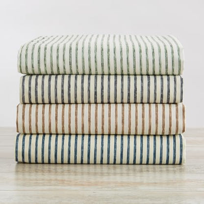 Great Bay Home Full Size Stripe Microfiber Sheet Set - 4-Piece Ultra-Soft Bedding Sheets & Pillowcases - Wrinkle Free, Comfortable, All-Season Bed Sheets (Blue) - color: 06 Stripe - Blue, size: Full