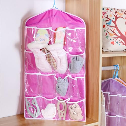 Hanging Closet Organizer 16 Compartments Organizer Over The Door Wall Mount Storage for Bathroom Bedroom Home Kitchen,Rose Pink - color: Yellow