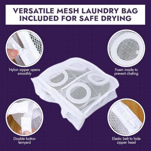 Shoe Cleaning Kit: Shoe Washing Bag (2pcs), Mesh Laundry Bag for Shoe Dryer and Adjustable Shoe Trees (5 pc kit)