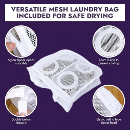 Shoe Cleaning Kit: Shoe Washing Bag (2pcs), Mesh Laundry Bag for Shoe Dryer and Adjustable Shoe Trees (5 pc kit)