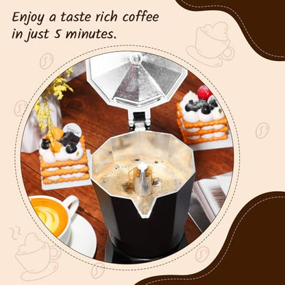 Coffee Pot 6 Cup Electric Espresso Coffee Maker Italian Moka Maker 300ml Portable Aluminum Espresso Machine Cafetera Moka Pot with Detachable Base, Gift for Home Travel(Black) - color: Black