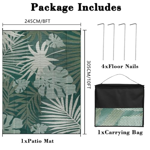 Homcomoda Outdoor Rugs 8’x10’ Waterproof Reversible Patio Rugs Outdoor Clearance Lightweight Outdoor Rugs Portable RV Camping Mats for Tents Deck Porch BBQ Beach Backyard