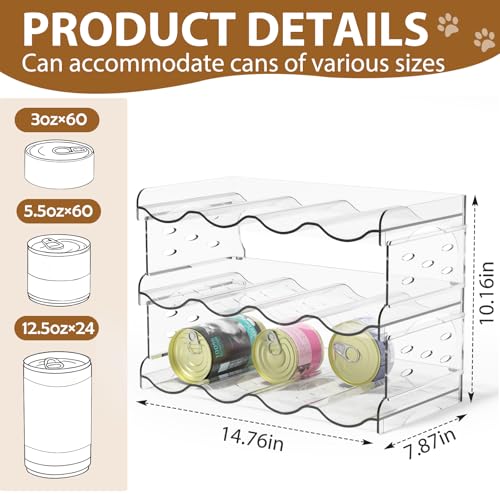 Flenpptly Cat Food Can Organizer, 3-Tier Cat Food Organizer, Transparent Can Organizer for Pantry, Canned Food Organizer Holds 60 (3oz) Cans, Pantry can Organizer (3-Tier 4-Can) - size: 3-Tier 4-Can