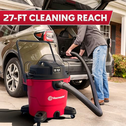 Vacmaster 16-Gallon 6.5 Peak HP† Wet/Dry Vacuum – VJH1612PF 1101, Red - size: 16 Gallon