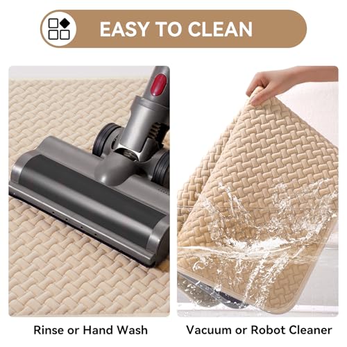 YDKGL Bathroom Runner Non Slip, Extra Soft Absorbent Quick Dry Bath Mats, Foam Weave Texture Thin Bath Rugs Washable with Rubber Backing, 20" x 59“ - color: Brown, size: 20"x 59"