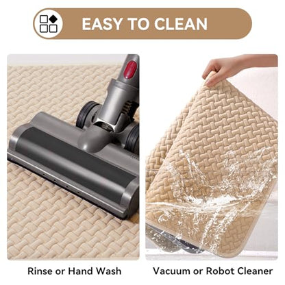 YDKGL Bathroom Runner Non Slip, Extra Soft Absorbent Quick Dry Bath Mats, Foam Weave Texture Thin Bath Rugs Washable with Rubber Backing, 24" x 70“ - color: Brown, size: 24"x 70"
