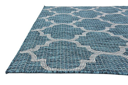 Unique Loom Outdoor Trellis Collection Area Rug (4' 1" x 6' 1" Rectangle, Teal/ Gray) - color: Teal/Gray, size: 4'1" x 6'1" (Rectangular)