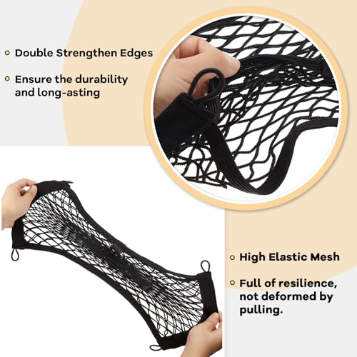 Frienda 2 Pcs Stretchable Small Cargo Net Pocket Boat Storage Mesh Net Elastic Automotive Storage Pouch with Mounting Screws and Hooks for Truck Car SUV Boats (21 x 9.8 Inches) - size: 21 x 9.8 Inches