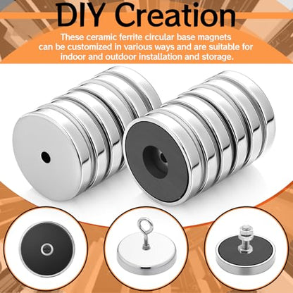 12 Pcs Ceramic Round Base Magnet with Chrome Plated Steel Cup, 35lbs Heavy Duty Circle Magnet with Hole Magnetic Round Base for Workshop RV Conversion Cabinet Fixture(D2.64 xC0.28 xT0.38) - size: D2.64"xC0.28"xT0.38"