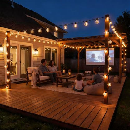RTTY Outdoor String Lights 100 FT, Patio Light for Outside, Waterproof G40 Shatterproof LED Bulbs, Dimmable Hanging Connectable Globe Lighting for Backyard, Porch, Bistro, Balcony, Party, Warm White - size: 100FT