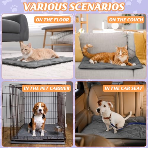 Riakrum 4 Pack Self-Heating Pet Mat for Cats and Small Dogs, Removable Washable Cover, Non-Slip Thermal Bed for Indoor/Outdoor Use, Portable and Comfortable for Pets(24 x 18 Inches)