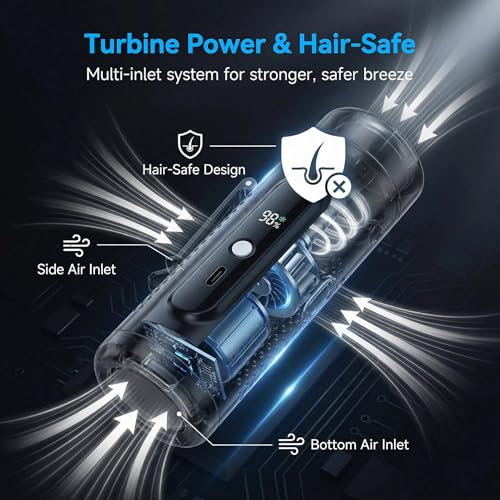 Portable Handheld Fan with Ice Cooling Plate, 3 in 1 Mini Personal Fan with Light & Clip, 5 Speed Rechargeable Fan with LED Display & Hidden Stand, Hands Free Camping Fan for Travel, Desk (Black) - color: F9A-B