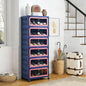 SAYMA Foldable Shoe Rack Organizer, Collapsible Shoe Cabinet with Magnetic Clear Door, Large Plastic Folding Shoe Cabinet, Easy Assembly Shoe Shelves Organizer for Entryway, 6 Tiers-12Pairs - size: 6 Tiers Blue & Pink