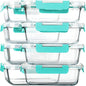 MCIRCO 8-Pack 30 oz Glass Meal Prep Containers - Airtight Glass Lunch Containers with Lids, Microwave, Oven, Freezer & Dishwasher Safe, Green - color: Green