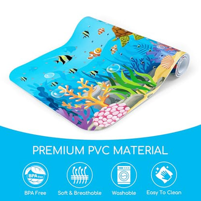 Baby Bath Mat for Tub, Non Slip Kids Bath Shower Mat, 40 X 16 Inch Large Bathtub Mat with Drain Holes and Suction Cups for Toddlers, Machine Washable and Waterproof (Turtle) - color: Turtle