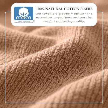 Great Bay Home Turkish Cotton 6 Piece Towel Set - Absorbent, Quick-Drying, Ribbed Bath Towels for Bathroom - Zero-Twist Fibers (Adobe) - color: Adobe