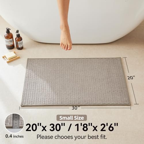 Triohero Bathroom Rugs Non Slip Washable, Super Absorbent Thin Bath Mat Small Quick Dry Low Pile Bathroom Rug, Beige 20"x30" - color: Beige, size: 20"x30"