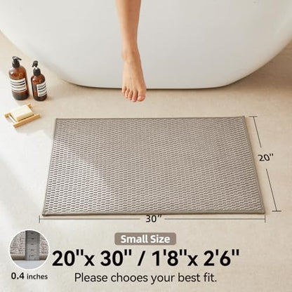 Triohero Bathroom Rugs Non Slip Washable, Super Absorbent Thin Bath Mat Small Quick Dry Low Pile Bathroom Rug, Beige 20"x30" - color: Beige, size: 20"x30"