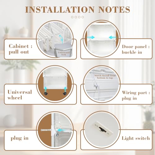 SAYMA LED Shoe Storage Box, Clear Shoe Storage Organizer with Magnetic Door, Stackable Plastic Shoe Cabinet with Wheels, Foldable Shoe Rack for Closet, Easy Assembly Shoe Cabinet for Entryway - size: 6 Tiers with Light