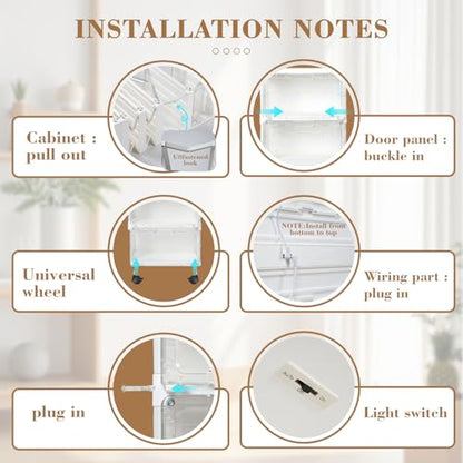SAYMA LED Shoe Storage Box, Clear Shoe Storage Organizer with Magnetic Door, Stackable Plastic Shoe Cabinet with Wheels, Foldable Shoe Rack for Closet, Easy Assembly Shoe Cabinet for Entryway - size: 6 Tiers with Light