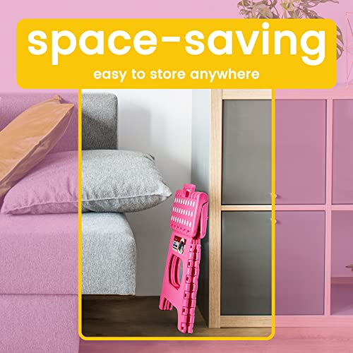 ACSTEP Folding Step Stool for Adults-11 Height Lightweight Plastic Stepping Stool. Foldable Step Stool Hold up to 300lbs Non Slip Collapsible Stool Pink - color: Pink, size: 11 Inch( Pack of 1)
