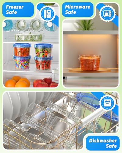 BiuLeon 12 Pack-17oz Freezer Storage Containers, Plastic Food Storage Containers with Twist Top Lids, BPA Free and Reusable Soup Containers with Lid, Microwave and Dishwasher Safe - color: 12Pack-17oz