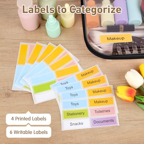 3 Pack Extra Large Clear Hard Shell Zipper Case with Labels, Travel Toiletry Pouch Makeup Organizer, Clear Diaper Bag, Hard Plastic Storage Bins for Board Game Toy Puzzle Stationery, Black - color: Black