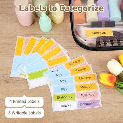 3 Pack Extra Large Clear Hard Shell Zipper Case with Labels, Travel Toiletry Pouch Makeup Organizer, Clear Diaper Bag, Hard Plastic Storage Bins for Board Game Toy Puzzle Stationery, Black - color: Black
