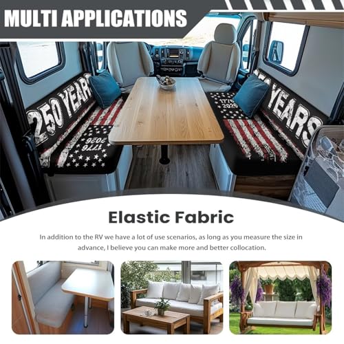 American Flag RV Dinette Cushion Covers Stretch Sofa Seat Slipcovers Washable Loveseat Sofa Furniture Protector Include 1 Bench & 1 Backrest Cover - color: 250 Years American Flag