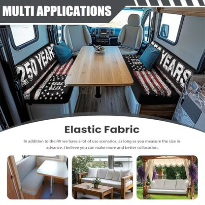 American Flag RV Dinette Cushion Covers Stretch Sofa Seat Slipcovers Washable Loveseat Sofa Furniture Protector Include 1 Bench & 1 Backrest Cover - color: 250 Years American Flag