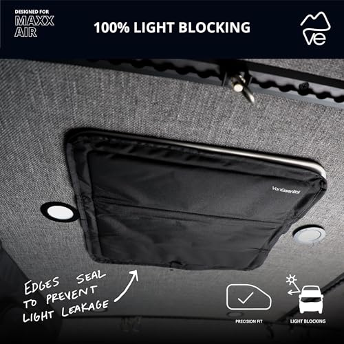 VanEssential Magnetic Insulated Blackout Roof Vent Cover Designed for (MaxxAir/Fantastic Fan) 16.5" x 16.5" - Black - color: Black