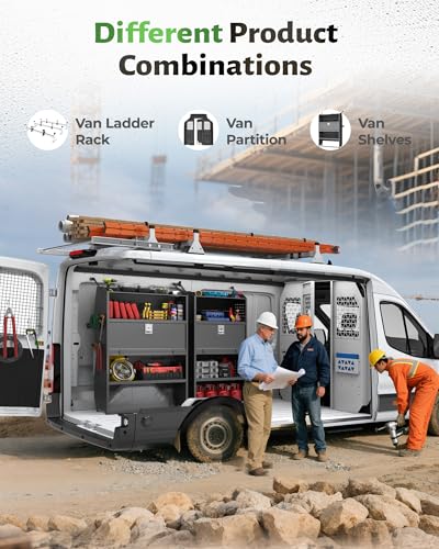 StarONE Heavy-Duty Adjustable Van Shelving with Lockable Door and Hooks, 42"W x 60"H x 13"D,Fit for Transit, Promaster, Chevy Express, Sprinter Mid/High Roof, Steel Cargo Van Storage for Jobsite Tools - size: 42"W x 60"H x 13"D