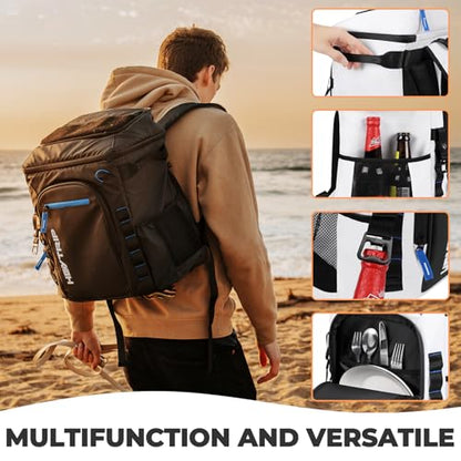 Heytrip Backpack Cooler 36/54 Cans, Insulated Portable Large Leakproof Waterproof Cooler Bag, 20 Hours Cold Retention for Lunch Camping Travel Beach Picnic - color: White - 36 Cans