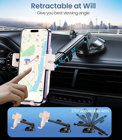 Wireless Car Charger, MOKPR 15W Fast Charging Auto-Clamping Car Mount Hands-Free Car Charger Mount for Dash Windshield Air Vent Compatible with iPhone 16 15/14/13/12, Samsung S23/S22/S21 Pink - color: Light pink