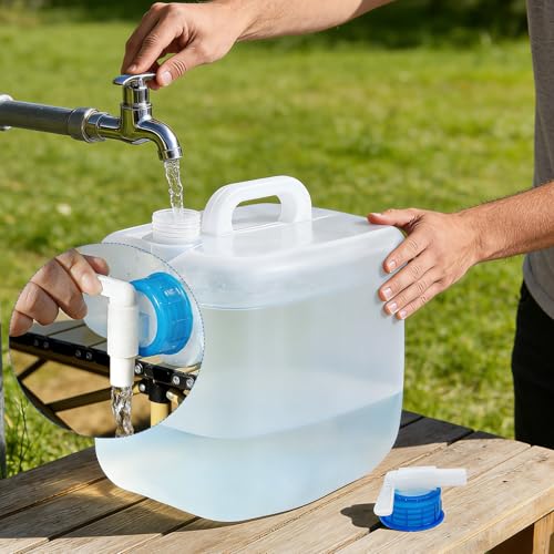 Nexboraque 2 Pack 5.3 Gallon Collapsible Container with Spigot, Foldable Water Jug Portable Camping Water Storage Carrier Jug for Outdoors Hiking Backpack & Emergency, Food Safe