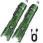 Hoxida Rechargeable Flashlights 2 Pack, 6 Modes Zoomable Powerful Tactical Linternas with LCD Digital Display, Super Bright High Lumens Handheld Magnetic Flashlights for Home Emergencies Camping - color: Green