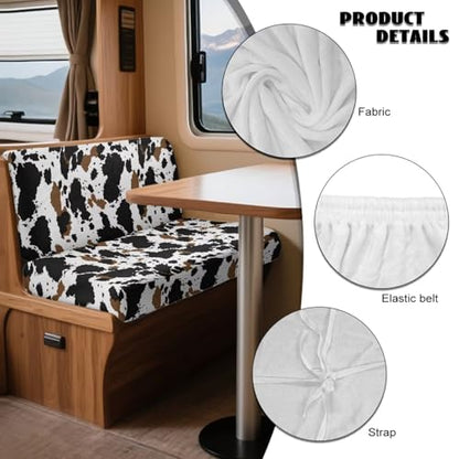 Cow Print 2 Pcs RV Dinette Cushion Covers Thickened Camper Seat Covers Dinette Booth Stretch Loveseat Sofa Chair Cover Furniture Protector for RV Camper Car Bench - color: Cow