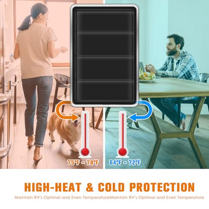 Hook&Loop RV Window Shade Cover 16x25 Inches - Foldable Blackout for Door, Windshield & Side Windows UV Protection, Privacy & Heat Blocking No Tool Installation, Essential Camper Accessories - size: Hook&Loop