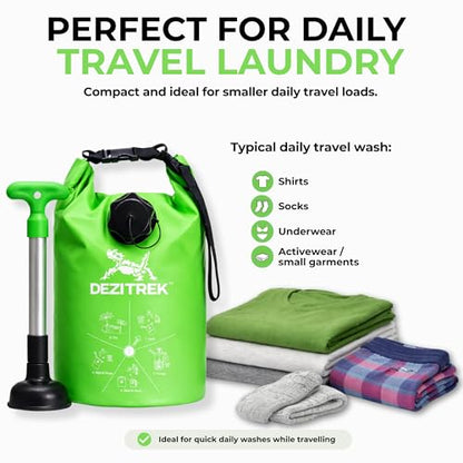 All in One Hand Wash Bag and Plunger Set - Off Grid Washing Machine Non Electric for Camping Travel | Eco Friendly Portable Manual Clothes Washer Laundry Bag for RV's (Medium) - size: Medium