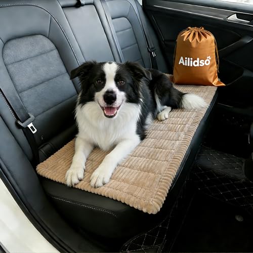 Dog Car Seat Cover, Pet Couch Covers for Car and Sofa, Non-Slip Backseat Pet Bed Mat, Machine Washable, Soft Plush Travel Seat Protector with Portable Storage Bag (Brown,23.6''×59'') - color: Brown, size: 23.6''×59''