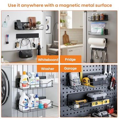 Magnetic Grill Caddy with Bins, BBQ Tool Organizer with Paper Towel Holder