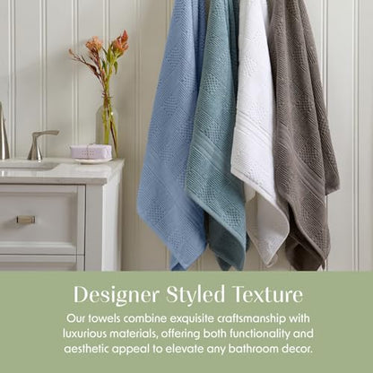 Springtree Home 100% Cotton Bathroom Towel Set | 6 Piece Set - Blue Towels | Geometric Textured Design | Absorbent & Quick-Dry | Oeko-TEX® Standard 100 Cotton | Myla Collection - Blue Cashmere - color: Blue Cashmere, size: 6 Piece Set