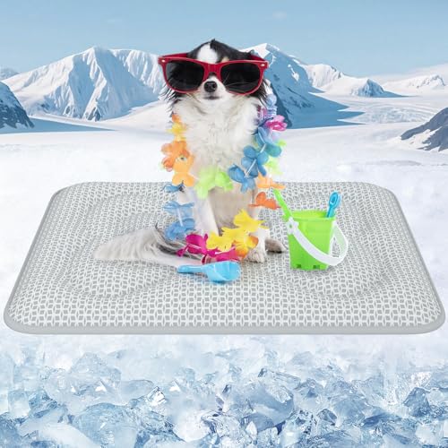 Rywell Dog Cooling Mat, 30”x20” Super Thick & Reversible Cooling Mat for Dogs, Arc-Chill 3.0 & PCM for Long-Lasting Cool and Color-Changing (Q-Max > 0.5), All-Season Use & Portable for Travel - color: Grey, size: M
