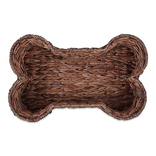 Bone Dry Pet Storage Collection, Bone Shape Hyacinth Toy Basket, Dark Brown, Small - color: Dark Brown, size: Small