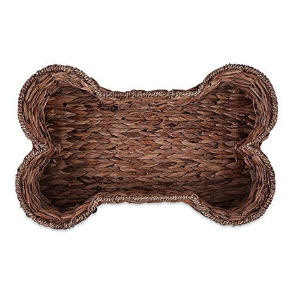 Bone Dry Pet Storage Collection, Bone Shape Hyacinth Toy Basket, Dark Brown, Small - color: Dark Brown, size: Small